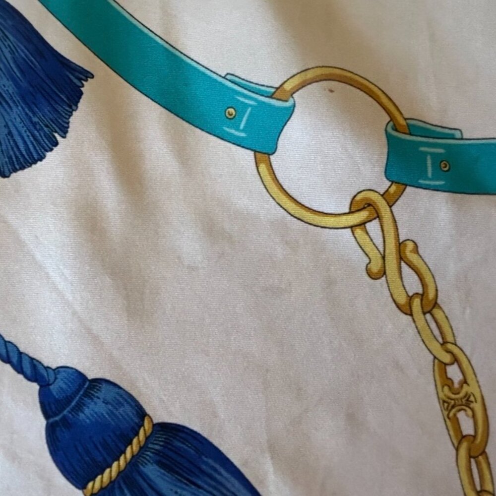 Vintage Celine Paris Equestrian Motif Silk Scarf, ~ 34 x 34 - Picture 6 of 16